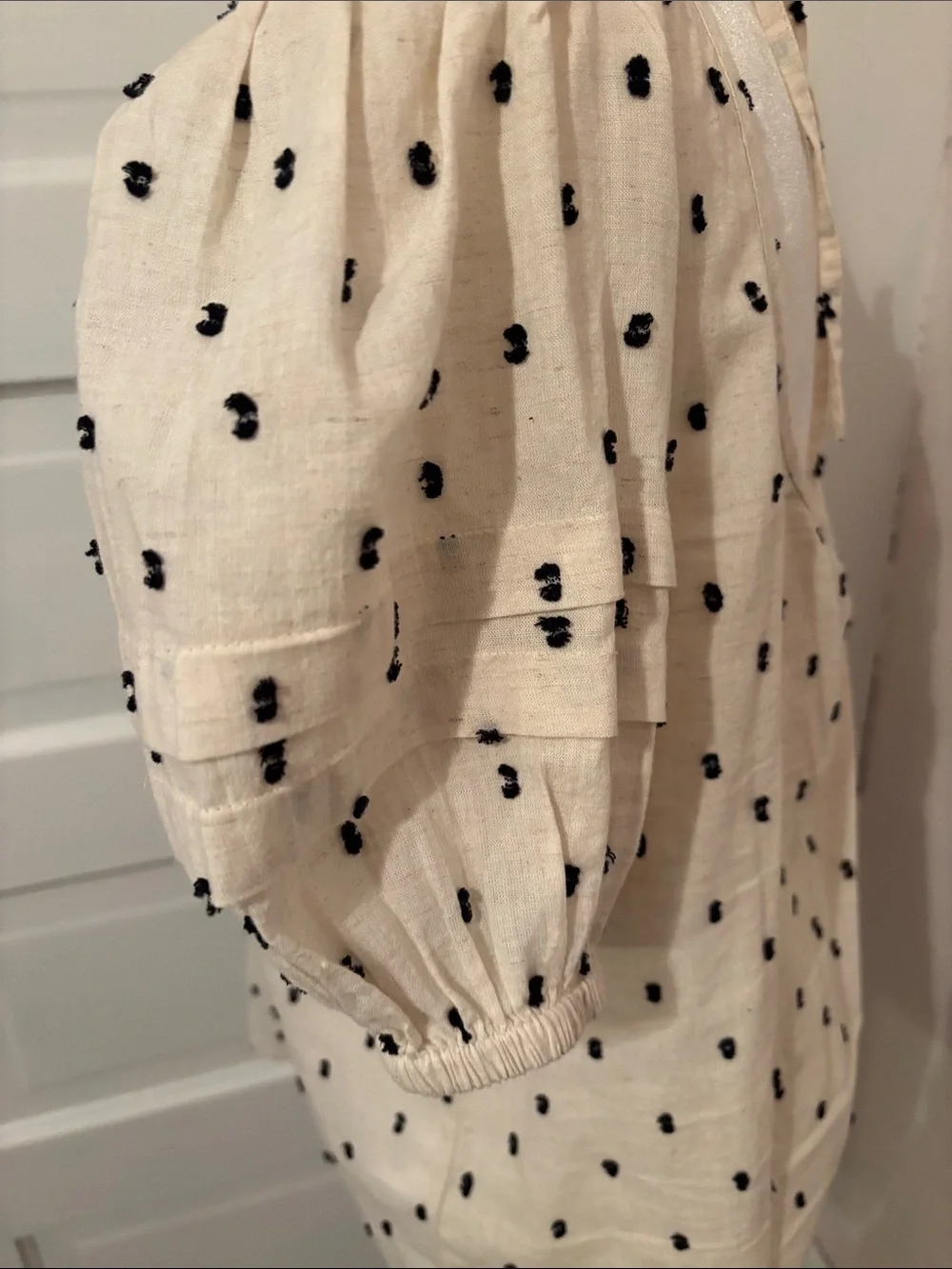 Madewell Ivory Blouse with Black Dot Embroidery